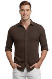 DeepSEA Kahve Slim Fit Örme Kumaş Likralı Erkek Gömlek – Nefes Alan Esnek ve Modern Tasarım 2602604