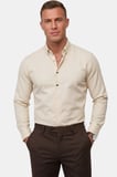 DeepSEA Krem Slim Fit Likralı Kolay Ütülenebilir Gizli Düğmeli Erkek Gömlek 2602614