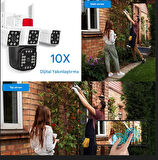 12MP 6K  10X Zoom 3 Lens WiFi Kablosuz Dış Mekan Güvenlik Koruması CCTV Video Gözetim