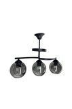 Fuji Siyah 3'lü Füme Camlı Avize | Kaliteli Modern Metal Avize