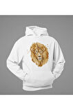 Tasarım Lion Baskılı Unisex Oversize Aslan Hoodie