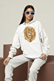 Tasarım Lion Baskılı Unisex Oversize Aslan Hoodie