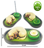 Uyuyan Köpek Çubuk Tütsülük ve Tealight (Kahve)