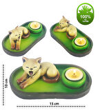 Uykucu Kedi Çubuk Tütsülük ve Tealight (Kahve)