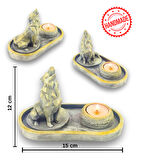 Uluyan Kübik Kurt Çubuk Tütsülük ve Tealight (Beyaz)
