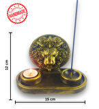 Aslan Çubuk Tütsülük ve Tealight (Altın)