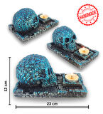 Kuru Kafa Büyük Çubuk Tütsülük ve Tealight (Mavi)