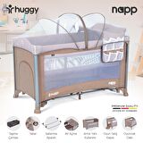 Huggy Napp 8 In 1 Anne Yani Park Yatak Oyun Parkı Gri(Yatak Hediyeli)