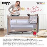 Huggy Napp 8 In 1 Anne Yani Park Yatak Oyun Parkı Gri(Yatak Hediyeli)