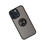 SAMSUNG A03S UYUMLU RİNG METAL YÜZÜKLÜ TELEFON TUTACAĞI İLE UYUMLU KAMERA LENS KORUMALI KILIF SİYAH