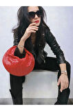 Helen Düğümlü Kırmızı Örgü Desen Trend Mini Bowl Bag
