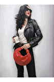 Helen Düğümlü Kırmızı Örgü Desen Trend Mini Bowl Bag