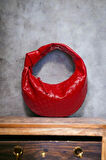 Helen Düğümlü Kırmızı Örgü Desen Trend Mini Bowl Bag