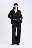 DeFacto Wide Leg Klasik Pantolon Geniş Bol Paça Basic Düz Uzun Boy Yüksek Bel Cepli Pensli C2020AX25SPBK81