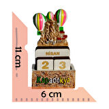 Kapadokya Temalı Türkçe Blok Takvim – Balon ve Peribacası Dekor – Renkli Masa Üstü Sonsuz Takvim – Hediyelik Biblo