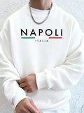 Napoli İtalya Mektup Desenli Moda Kapüşonlu Üst Erkekler Sonbahar Polar Kapşonlu Kazak Rahat