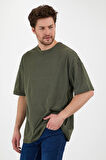 Unisex Pamuklu Turuncu Bisiklet Yaka Oversize T-shirt