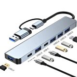 7 In 1 Usb/Type-C To USB A+Usb C-Usb 2.0/3.0 Çift Uçlu Çevirici Adaptör Çok Portlu Çoklayıcı Usb Hub