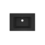 Real Stone ZENITH 65 Etajerli Siyah Granit Banyo Lavabosu 65x45