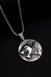 Erkek Gümüş Kolye - Pars Figürlü Yuvarlak Model Gümüş Erkek Kolye