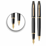 İsminize Özel Scrikss 35 Mat Siyah Altın Tükenmez+Dolma Kalem Set