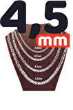4.5mm Yassı Ezme Kral Model 925 Ayar Gümüş Erkek Kolye Zincir 1548620855