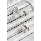 Pirinç Yaprak Model Gümüş Renk Kadın Yüzük Kombin Set