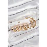 Pirinç Halka Model Gold Renk Kadın Set Küpe