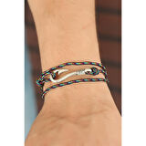 Çizgi Desenli Metal Kancalı Erkek Bileklik