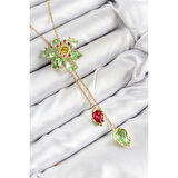 VIP Pirinç Zirkon Taşlı Çiçek Model Gold Renk Asansörlü Kadın Kolye