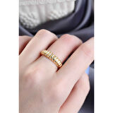 Altın Renk Ayarlamalı Burgu Kadın Yüzük