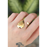 Pirinç Gold Renk Ayarlanabilir İri Bombeli Yüzük