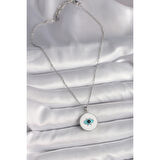 316L Çelik Gümüş Renk Zincir Beyaz Mineli Turkuaz Göz İşleme Model Kadın Kolye