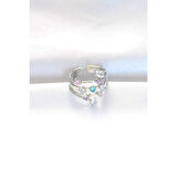 Renkli Zirkon Taşlı Silver Renk Ayarlanabilir Yüzük