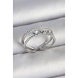 Pirinç Gümüş Renk 2'Li Zirkon Taş Detaylı Kelebek Figür Ayarlanabilir Model Kadın Yüzük