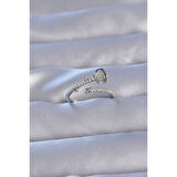 Pirinç Gümüş Renk Zirkon Taşlı İncili Satürn Model Ayarlanabilir Yüzük