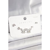 925 Ayar Gümüş Çivi Pirinç Zirkon Taşlı Kelebek Model Kadın Küpe Seti