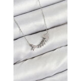 Pirinç Zirkon Taşlı Balık Kılçığı Model Gümüş Renk Kadın Kolye