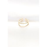 2li Görünümlü Su Yolu Tasarımlı Gold Renk Ayarlanabilir Yüzük