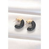 Siyah Gold Çift Renk Küpe