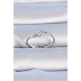 Pirinç Gümüş Renk Çiçek Model Zirkon Taş Detay Kadın Yüzük