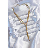 316L Çelik Gold Renk 2'li İtalyan Zincir Asansör Model Sallantı Detay Kadın Kolye