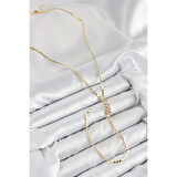 Pirinç Zirkon Taşlı Ezme Zincirli Model Gold Renk Y Kolye