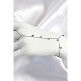 Pirinç Renkli Zirkon Taşlı Sallantılı Yıldızlı Model Gümüş Renk Kadın Şahmeran