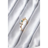 Gold Renk Zirkon Taşlı Renkli Zirkon Taşlı Kadın Yüzük