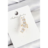 Pirinç Zirkon Taşlı Model Gold Renk Sağ Kıkırdak Küpe