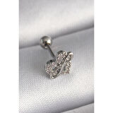 316L Çelik Gümüş Renk Zirkon Taşlı Sonsuzluk Detay Tragus Piercing