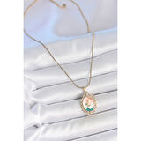 316L Çelik Gold Renk Zincir Mix Renk Çiçek İşlemeli Zirkon Taş Detaylı Portre Model Kadın Kolye