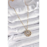 316L Çelik Gold Renk Zincir Zirkon Taşlı Mix Renk Güneş Model Kadın Kolye