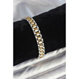 316L Çelik Gold ve Gümüş Renk 9 mm Kalınlık Erkek Bileklik